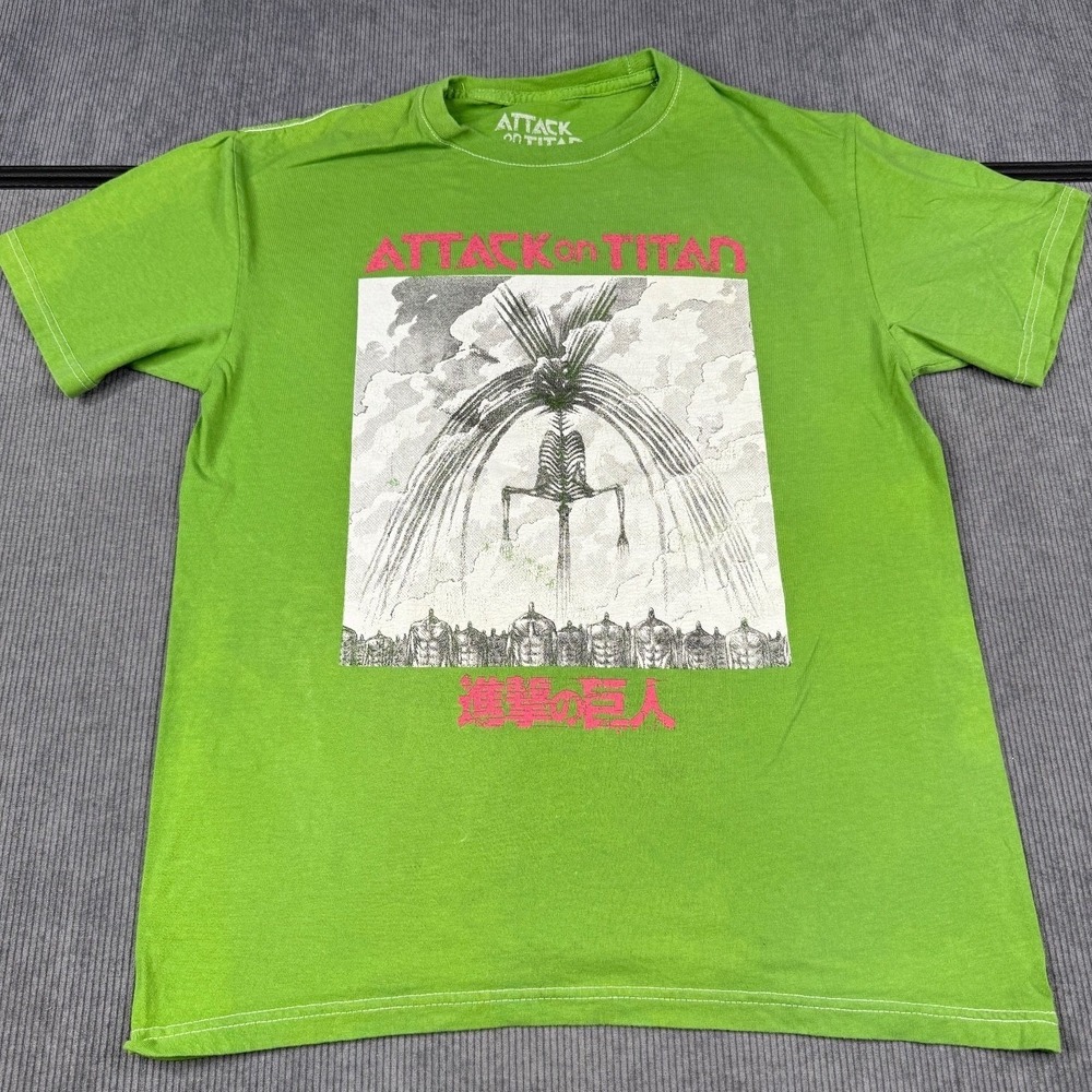 Attack on Titan Founding Titan Graphic T-Shirt Lime Green Mens Medium Anime Tee